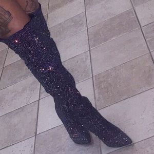 Sparkly knee high boots extra shiny